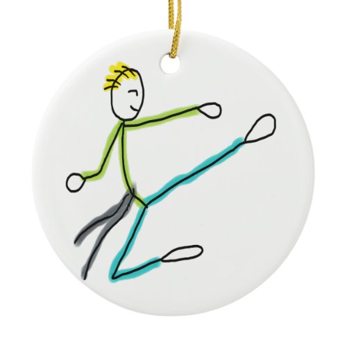 Taekwondo Stickman Ceramic Ornament