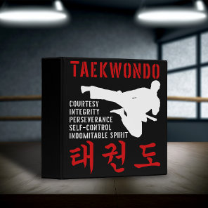 Taekwondo Tenets Flying Kick Korean Martial Arts 3 Ring Binder