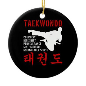 Taekwondo Tenets Flying Kick Korean Martial Arts Ceramic Ornament