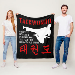 Taekwondo Tenets Flying Kick Korean Martial Arts Fleece Blanket