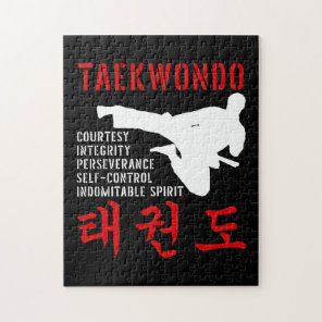 Taekwondo Tenets Flying Kick Korean Martial Arts Jigsaw Puzzle