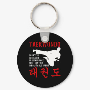 Taekwondo Tenets Flying Kick Korean Martial Arts Keychain
