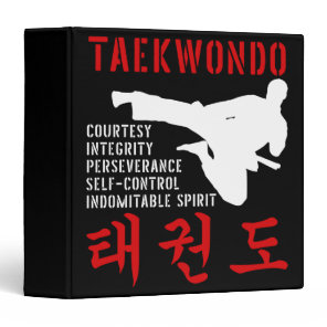 Taekwondo Tenets Martial Arts 3 Ring Binder