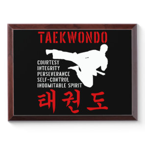Taekwondo Tenets Martial Arts Award Plaque