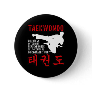 Taekwondo Tenets Martial Arts Button