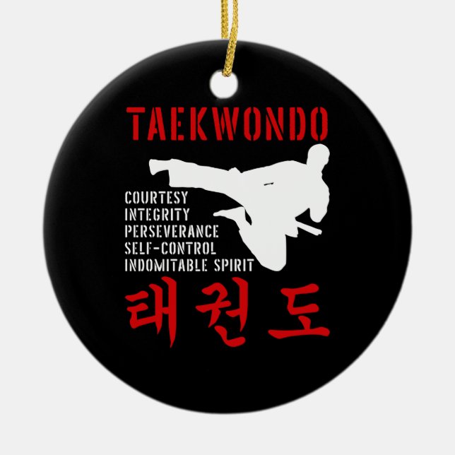 Taekwondo Tenets Martial Arts Ceramic Ornament (Front)
