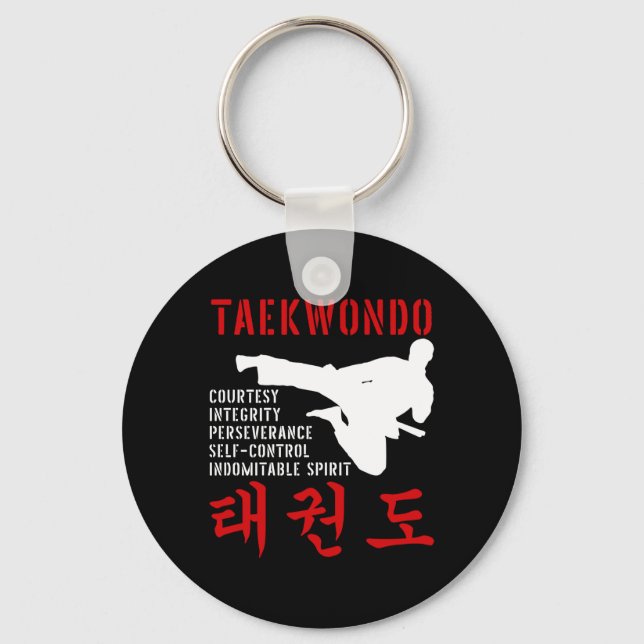 Taekwondo Tenets Martial Arts Keychain (Front)