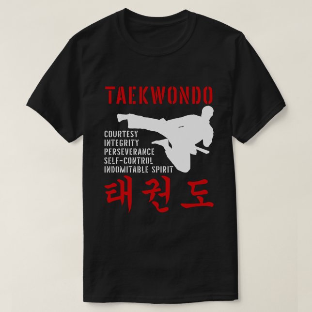 Taekwondo Tenets Martial Arts T-Shirt (Design Front)
