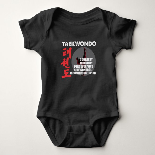 Taekwondo Tenets Martial Arts Tae kwon do Baby Bodysuit (Front)