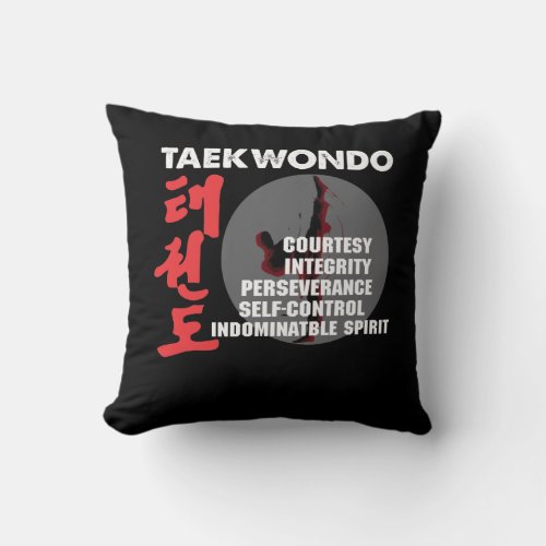 Taekwondo Tenets Martial Arts Tae kwon do Throw Pillow