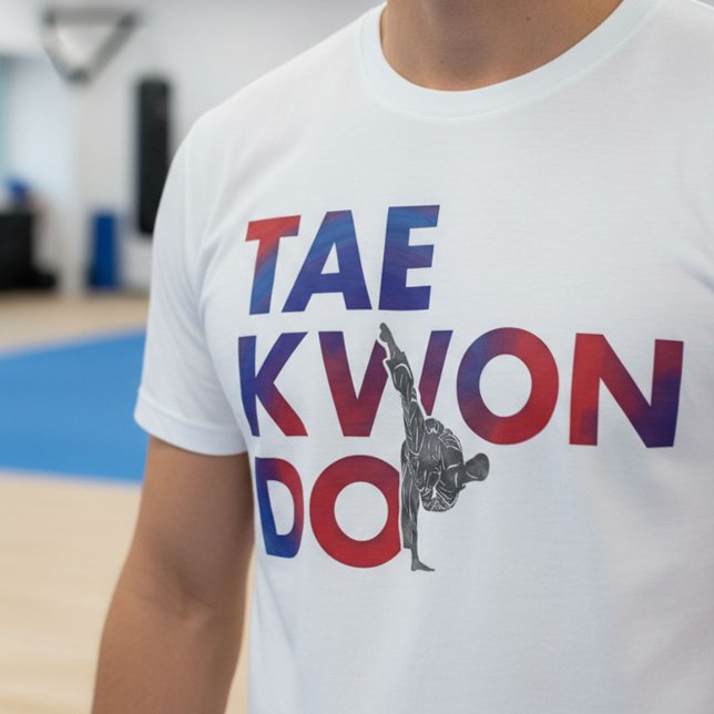 Taekwondo Typography Design High Kick Silhouette T-Shirt (Creator Uploaded)