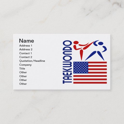 Customizable Taekwondo United States Business Card Templates