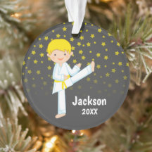 karate christmas ornament boy