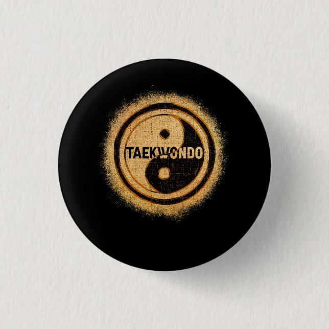 Taekwondo Yin Yang Chinese Tae Kwon Do Duality Mar Button (Front)