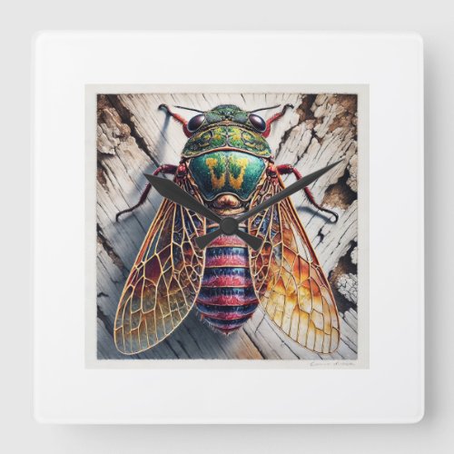Taeniotes Beetle 030724IREF115 _ Watercolor Square Wall Clock