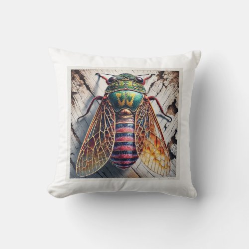 Taeniotes Beetle 030724IREF115 _ Watercolor Throw Pillow