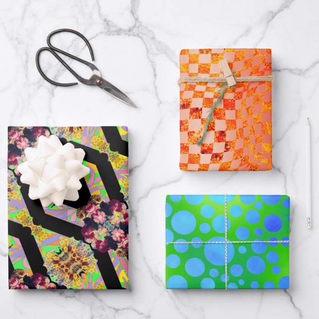 Taffi Op Art Argos Sampler Wrapping Paper Sheets (Front)