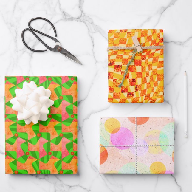 Taffi Op Art Gear Sampler Wrapping Paper Sheets (Front)