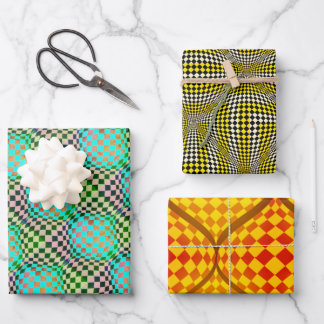 Taffi Op Art Green & Orange  Sampler Wrapping Paper Sheets