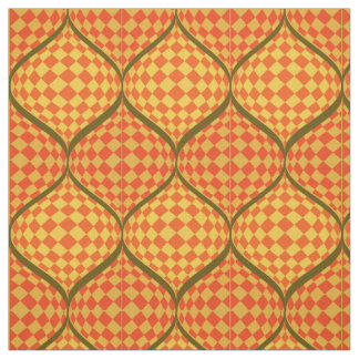 Taffi Op Art Orange Green and Yellow Fabric