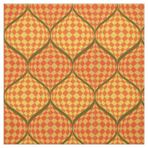 Taffi Op Art Orange Green and Yellow Fabric
