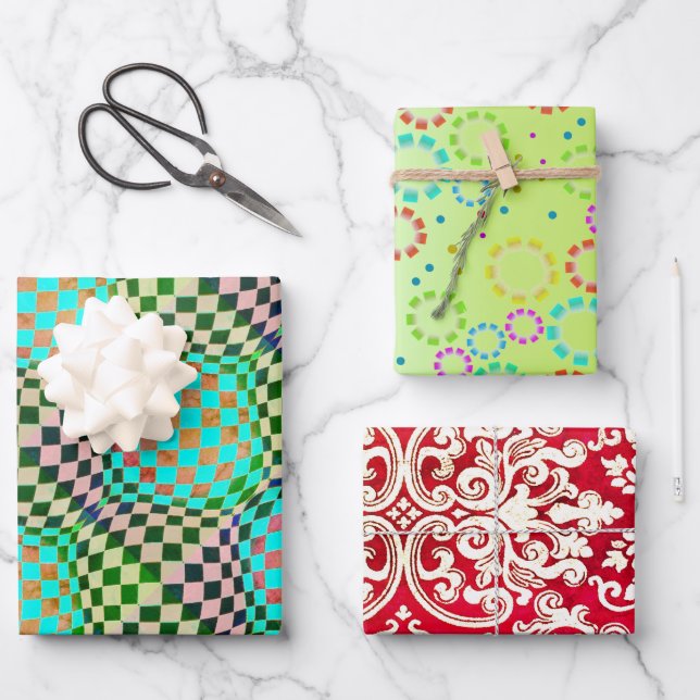 Taffi Op Art Woodbury Sampler Wrapping Paper Sheets (Front)