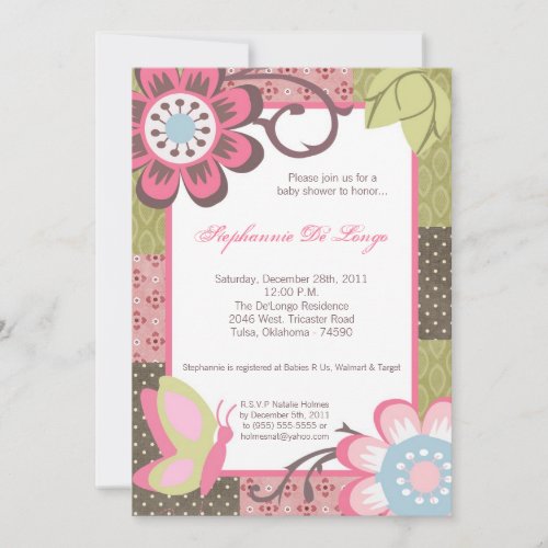 Taffy Spring Flower Floral Baby Shower Invitation