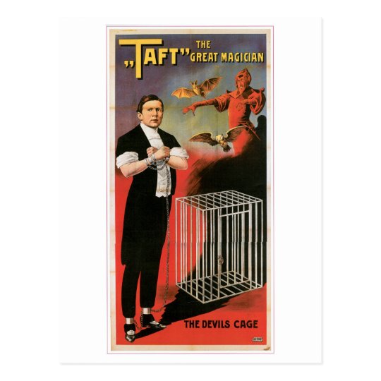 Taft ~ Magician Devils Cage Vintage Magic Act Postcard