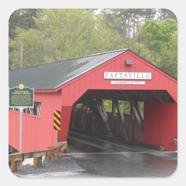 Taftsville Covered Bridge, Vermont Square Sticker (Front)