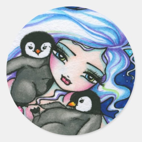 Tag Alongs Mermaid Baby Penguins Fantasy Fairy Classic Round Sticker