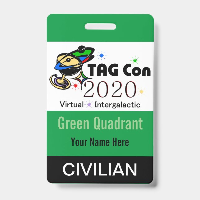 TAG Con 2020 - Green Quadrant - Civilian Badge (Front)
