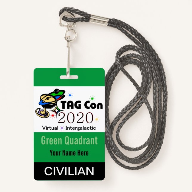 TAG Con 2020 - Green Quadrant - Civilian Badge (Front with Lanyard)
