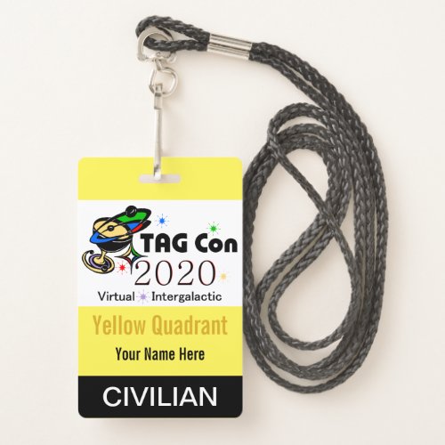 TAG Con 2020 _ Yellow Quadrant _ Civilian Badge