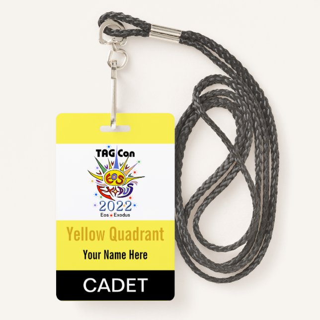 TAG Con 2022 - Yellow Quadrant - Cadet Badge (Front with Lanyard)