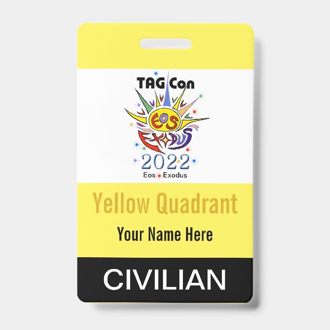 TAG Con 2022 - Yellow Quadrant - Civilian Badge (Front)