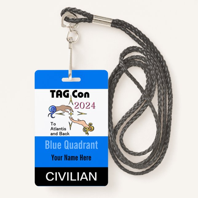 TAG Con 2024 - Blue Quadrant - Civilian Badge (Front with Lanyard)