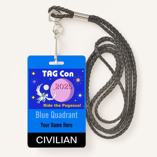 TAG Con 2025 - Blue Quadrant - Civilian Badge (Front with Lanyard)