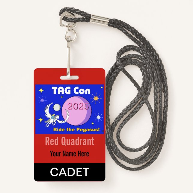 TAG Con 2025 - Red Quadrant - Cadet Badge (Front with Lanyard)