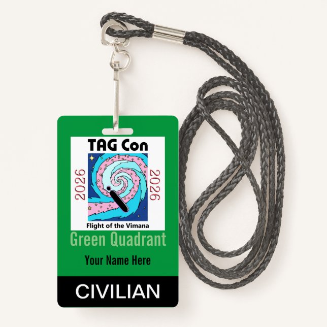 TAG Con 2026 - Green Quadrant - Civilian Badge (Front with Lanyard)