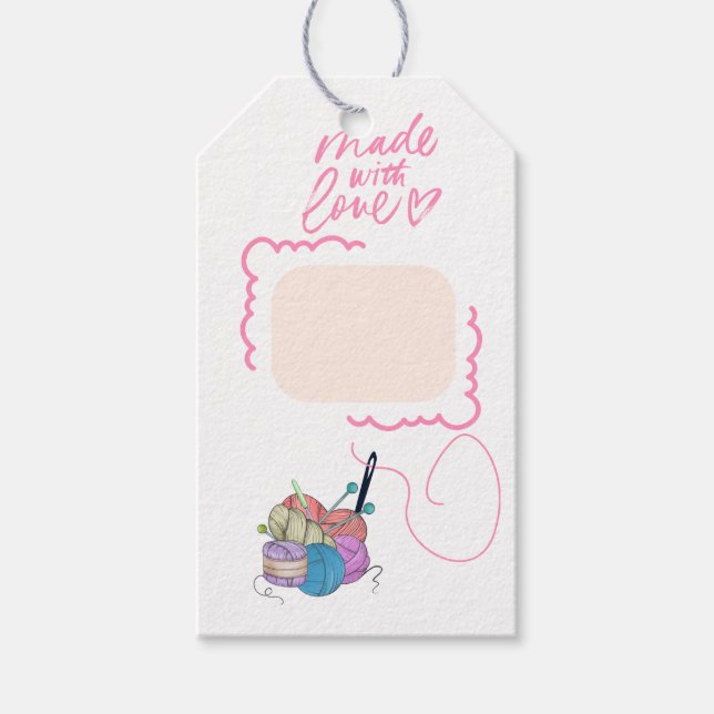 Tag for knitted items. Made with love (Front)