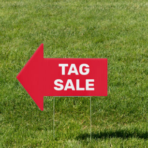 Tag Sale bold white text on red 2-sided Arrow Sign