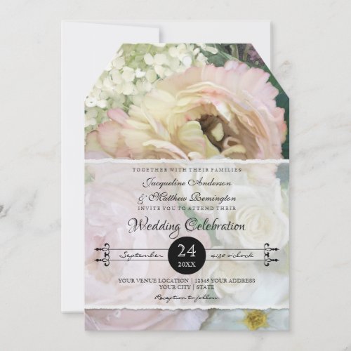 Tag Style French Flower Market Peony Hydrangea Invitation