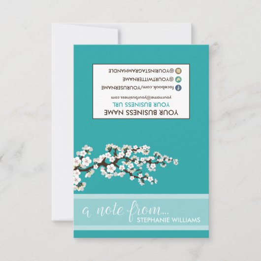 TAG Stylist Cherry Blossoms Notecards (teal) (Front)