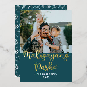 Tagalog Maligayang Pasko, Merry Christmas Foil Holiday Card