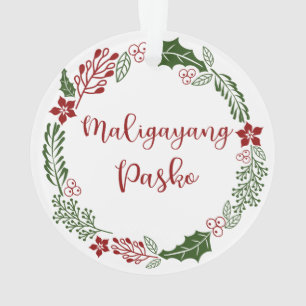 Tagalog Merry Christmas Wreath, Maligayang Pasko Ornament