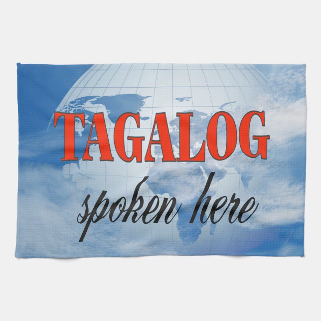 Tagalog spoken here cloudy earth towel (Horizontal)