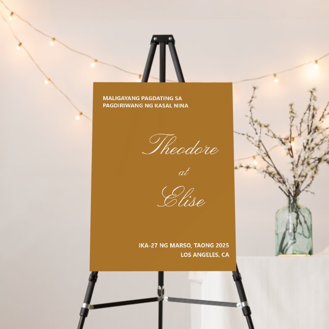 Tagalog Wedding Welcome Sign Boho Filipino Wedding (In Situ (Stand))
