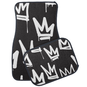 tags seamless pattern. Fashion black and white gra Car Floor Mat