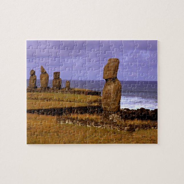 Tahai Platform Moai Statue Abstracts Easter Jigsaw Puzzle (Horizontal)