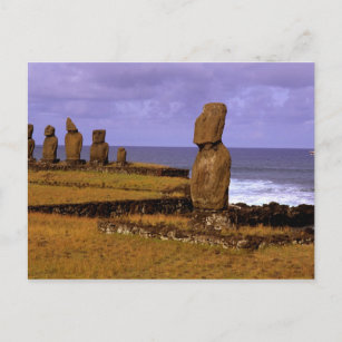 Tahai Platform Moai Statue Abstracts Easter Postcard